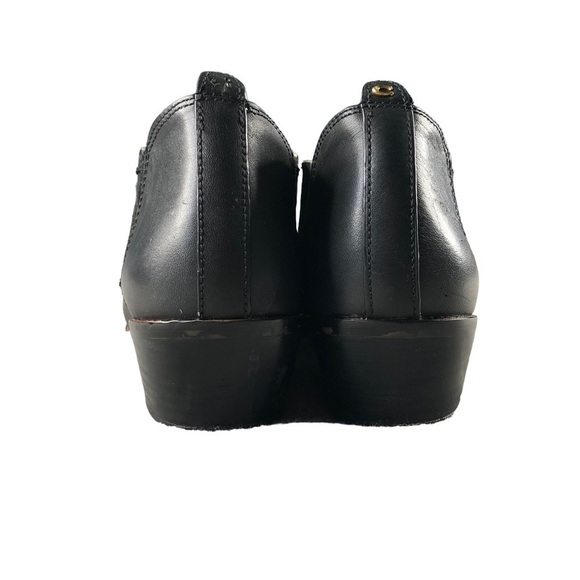 Coach Womens Black Devin Leather Western Low Booties, Almond Toe - Picture 5 of 11